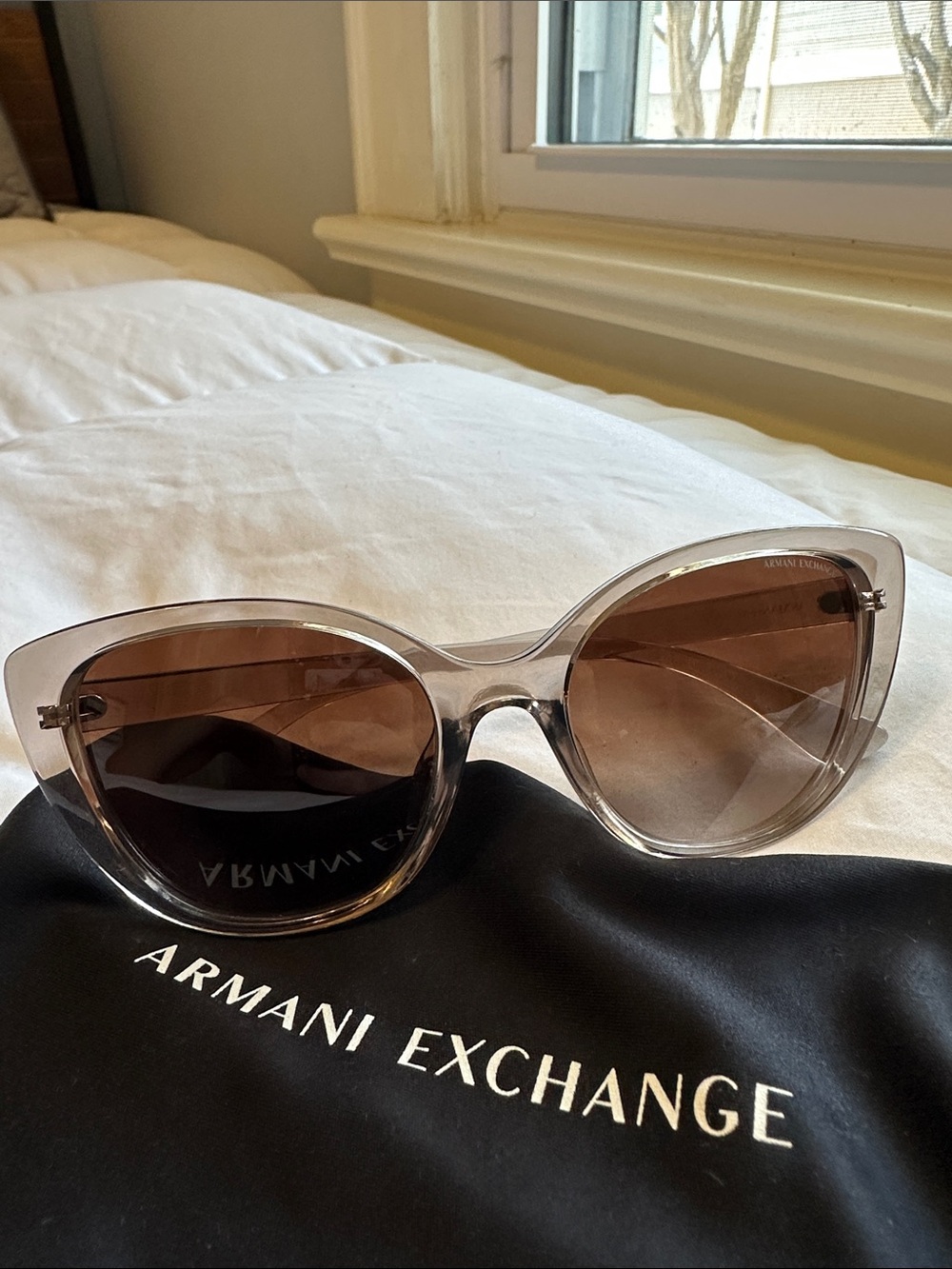 Armani Exchange Clear Taupe Frame with Brown Gradient Lenses Sunglasses